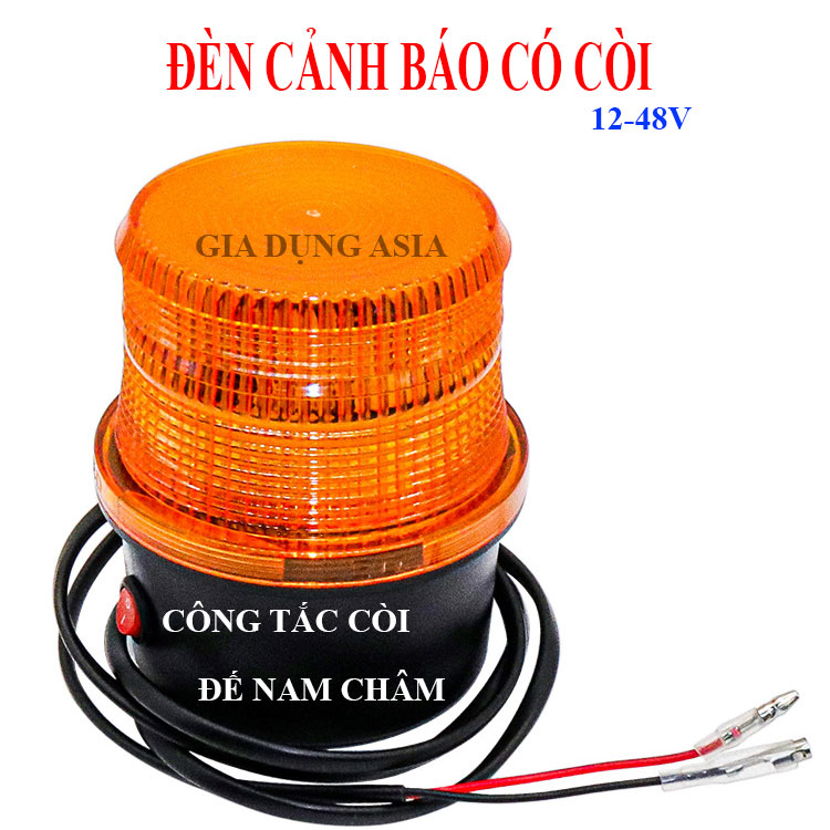 Đèn Cảnh Báo Led Chớp Kèm Còi Báo 12-48V – đế có nam châm