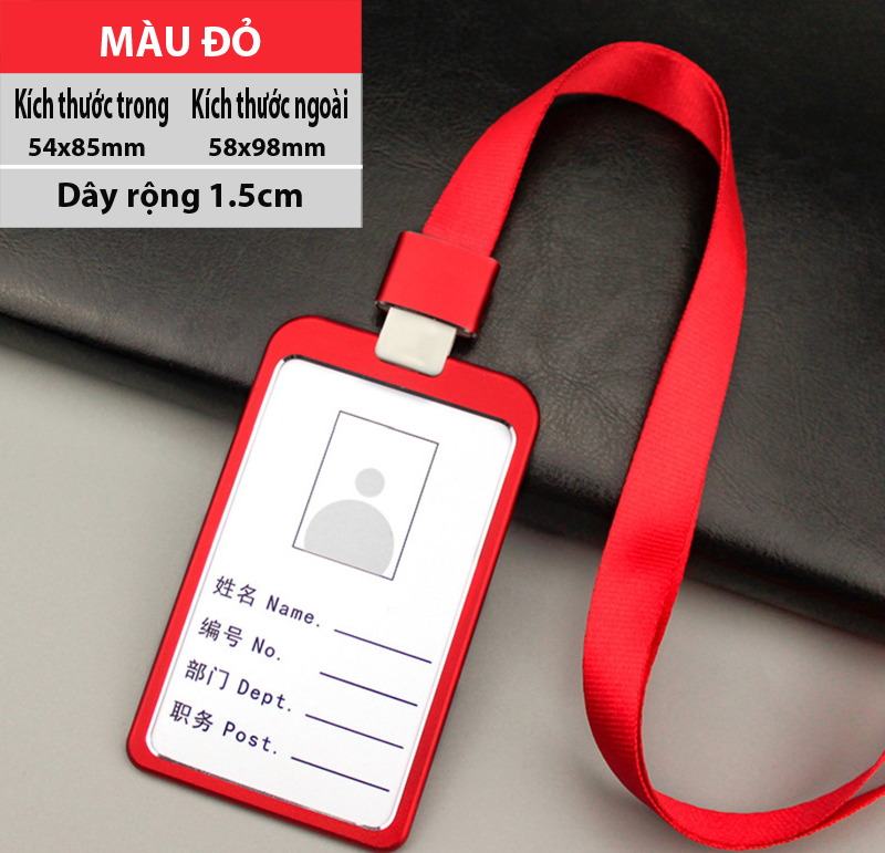 Thẻ bảng tên hợp kim Nhôm và dây đeo rộng 1.5cm cao cấp