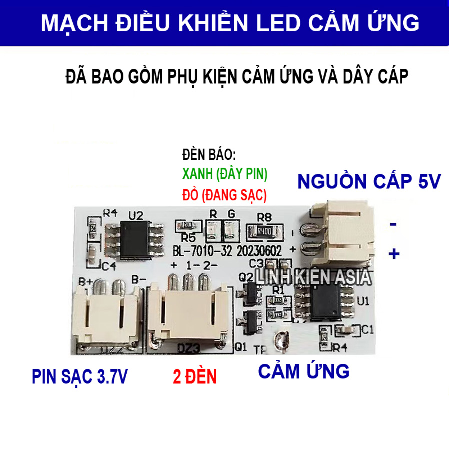 Mạch điều khiển cảm ứng dây đèn led 2 màu vàng + trắng (bán riêng)