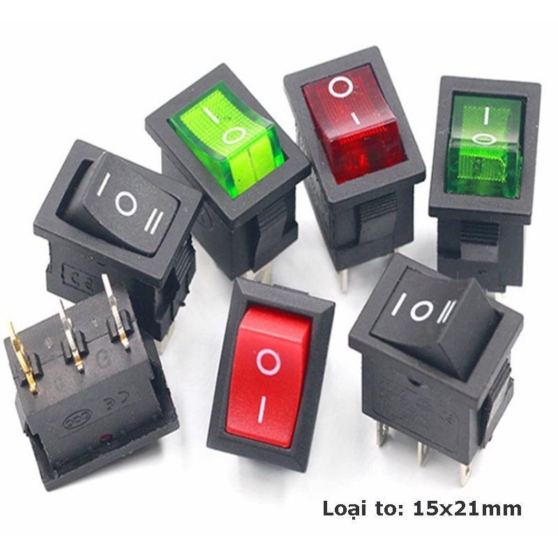 Công tắc rocker KCD1 6A 250V 15x21mm