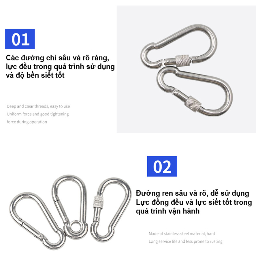 Móc lò xo QUẢ BẦU chốt khóa an toàn bằng thép carbon mạ kẽm leo ​​núi