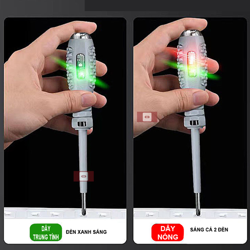Bút thử điện đa năng có đèn led báo hiệu kèm tua vít (có từ tính)