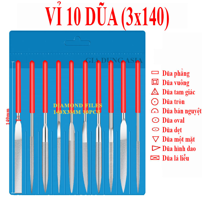 Vỉ 10 dũa – trợ thủ đắc lực cho anh em DIY, thợ kỹ thuật, handmade, sửa chữa chi tiết nhỏ