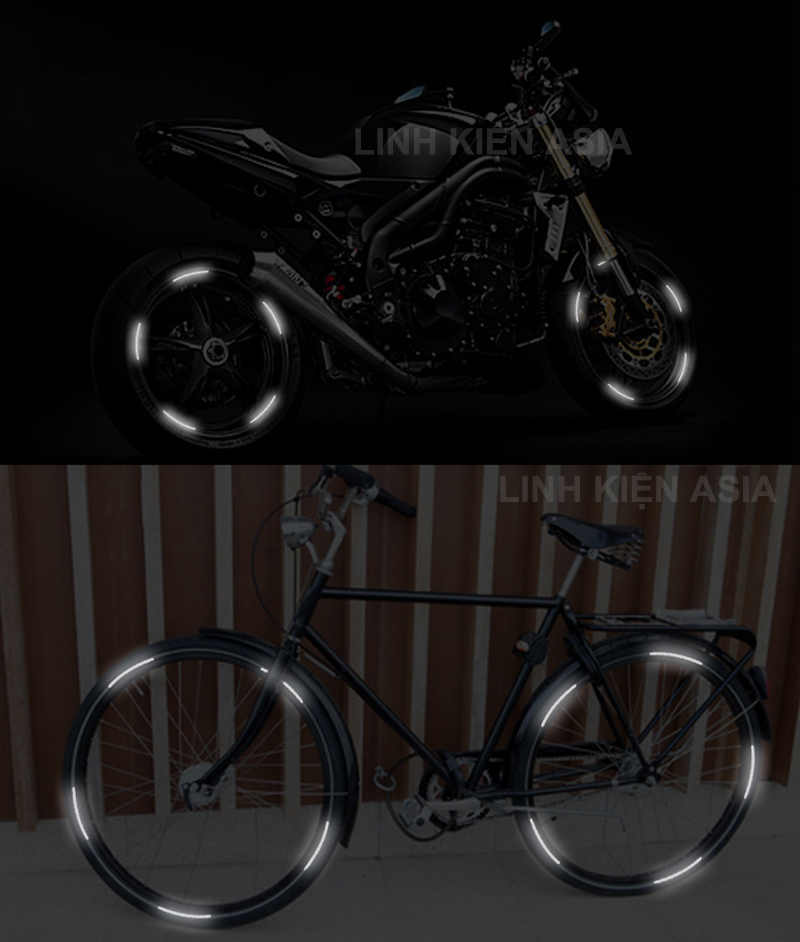 Combo 20 miếng dán decal phản quang bánh xe máy, xe ô tô