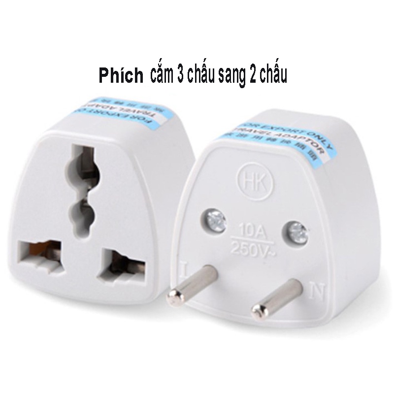 Phích cắm chuyển đổi điện từ 3 chân sang 2 chân nguồn 220V