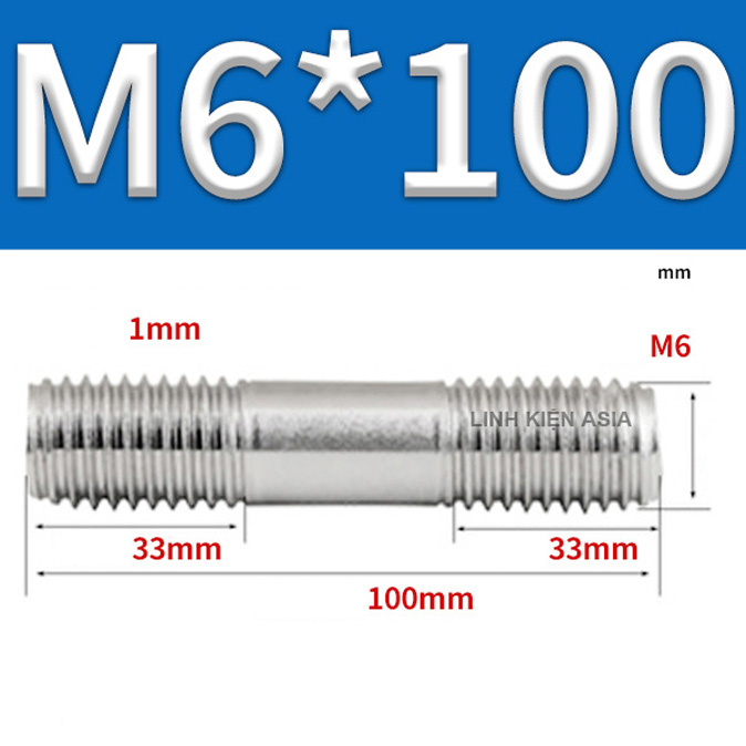 Bu lông ren HAI ĐẦU inox 304 nối đinh vít mở rộng hai đầu