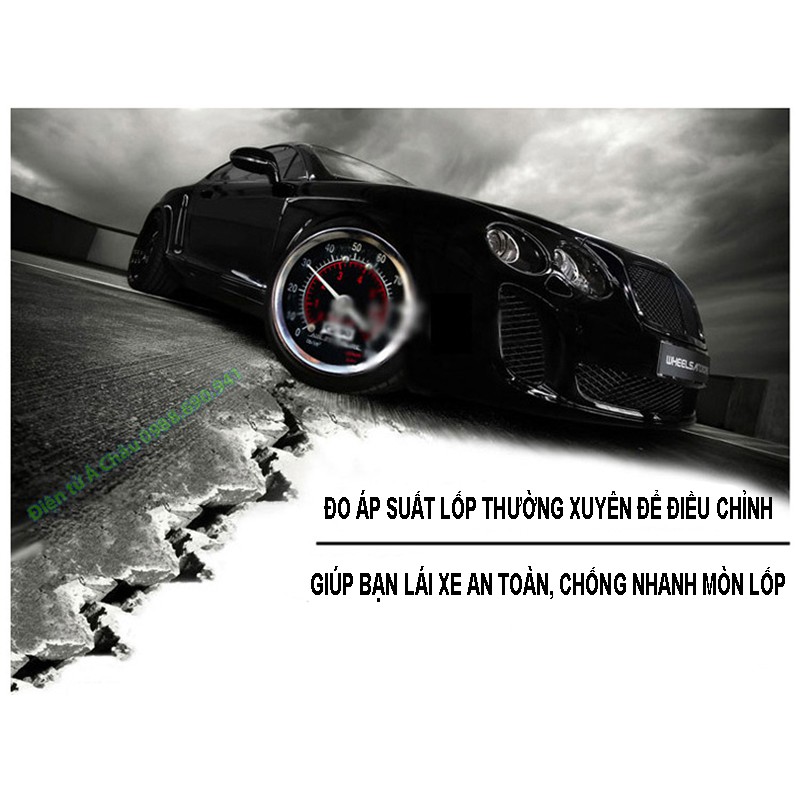 Đồng hồ đo áp suất lốp xe ô tô, xe máy màn hình kỹ thuật số tiện dụng