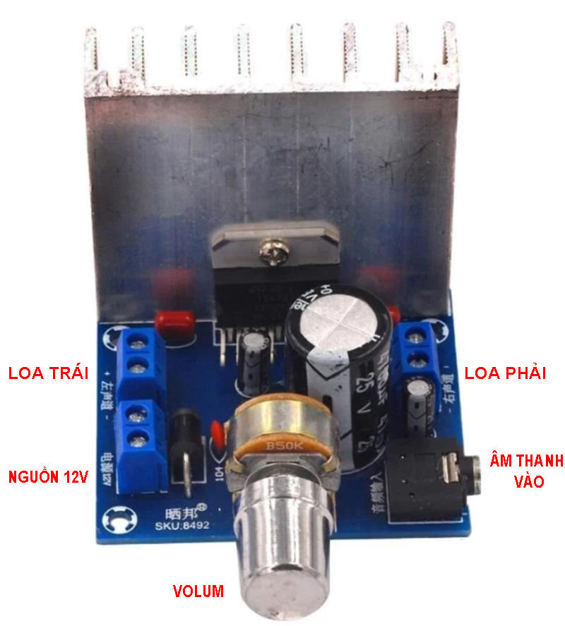 Mạch khuếch đại âm thanh TDA7297 25W + 25W nguồn cấp 12V có vô lum