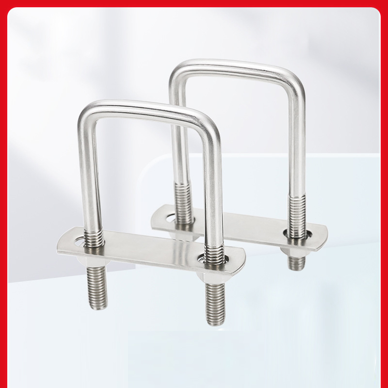 Kẹp chữ U Inox 304 – Bộ U-bolt 304 hình vuông bắt ống, khung thép, trụ cột