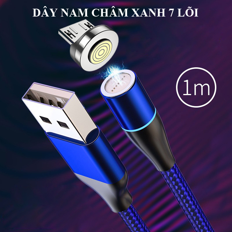 Cáp dữ liệu 7 lõi - sạc nhanh 3A - dây nam châm kết nối điện thoại