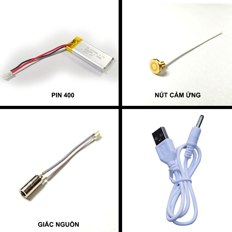 Combo mạch điều khiển led có pin 400mah + dây led 2 màu dài 50cm (7 chi tiết)