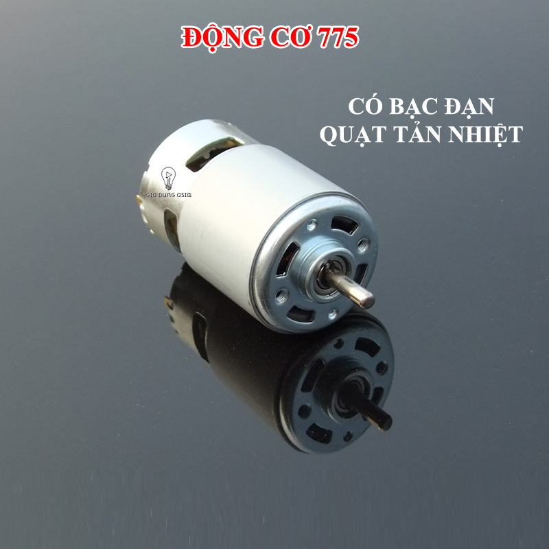 Động cơ 775 mạnh mẽ trục tròn có bạc đạn và quạt tản nhiệt - điện áp DC 12-30V