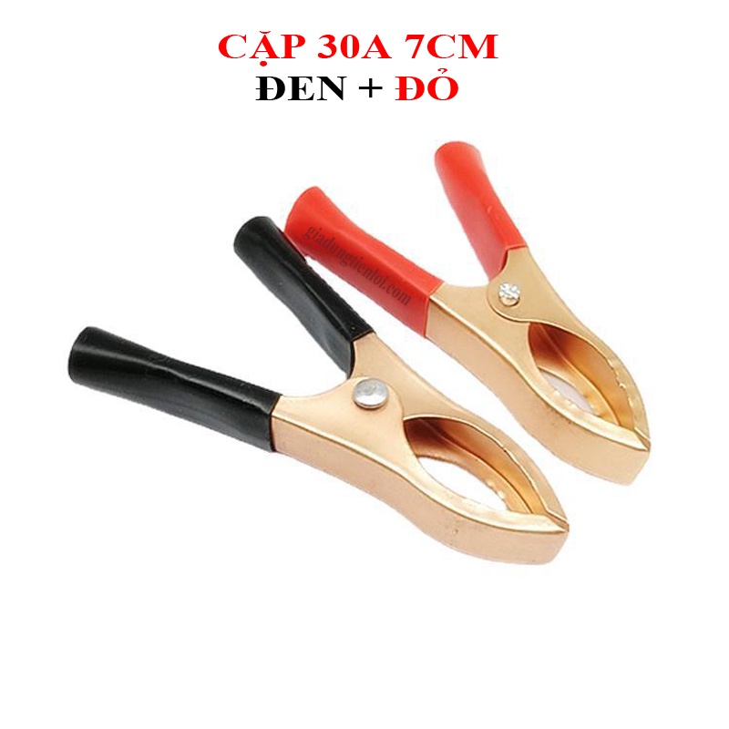 Một cặp đầu kẹp bình ắc quy - kẹp cá sấu to 8cm - 9cm (1 Đỏ - 1 Đen)