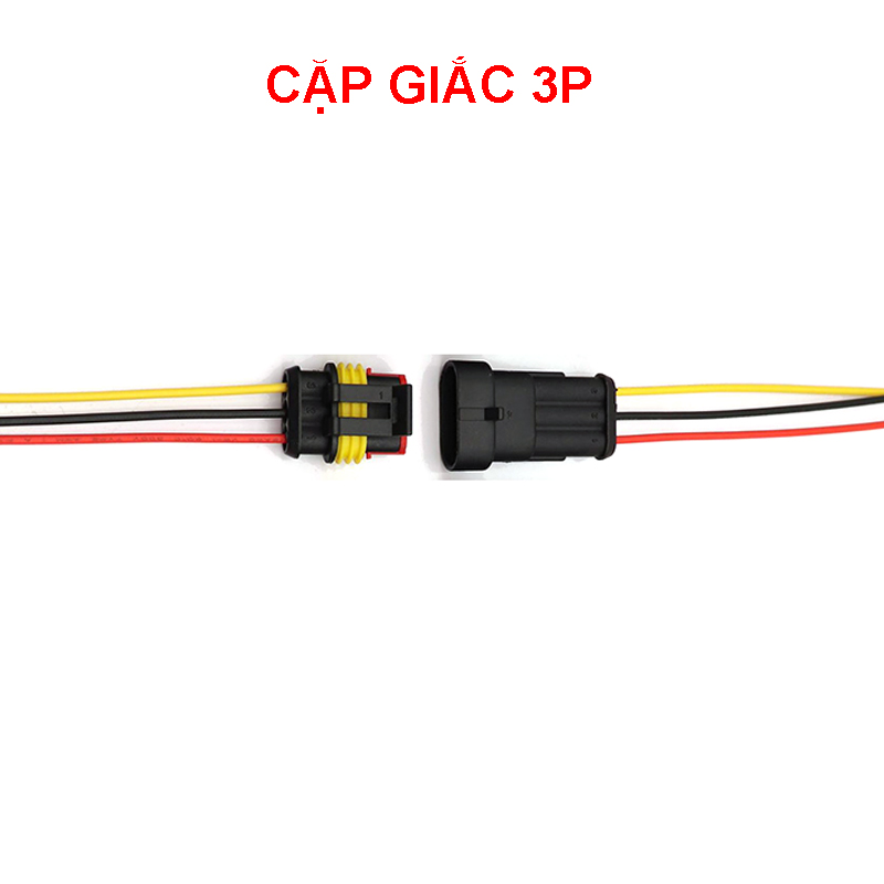 Cặp đầu nối AMP chống nước (đực + cái) dây dài 10cm, giắc nối dây điện ô tô xe máy chuyên dụng