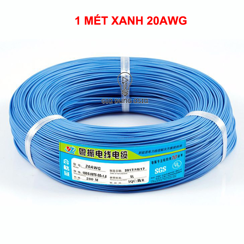 Dây điện chống cháy 20AWG tiết diện 0,5mm vuông - vỏ silicon siêu bền dài 1 mét
