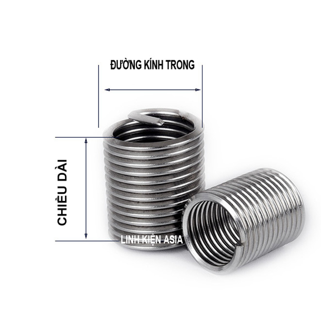Lò xo tay áo inox 304, tạo ren giả, ren cấy Helicoil (Coil Inserts)