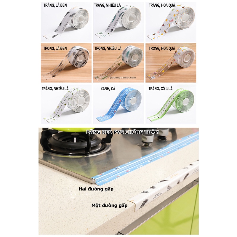 Băng keo PVC rộng 3.8CM chống thấm và chống nấm mốc nhà bếp
