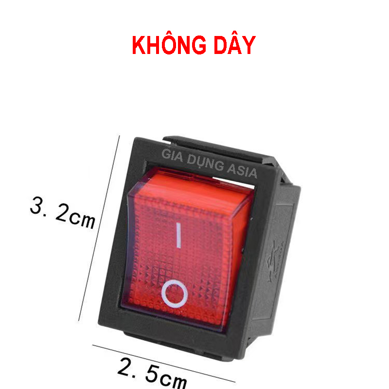 Công tắc to đen đỏ 25x32mm - khoét lỗ 22x30mm