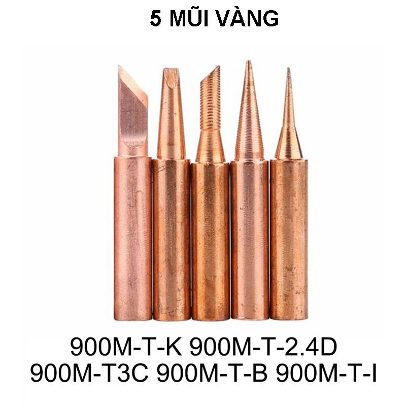 Combo 5 mũi hàn đồng nguyên chất dẫn nhiệt cao - mỏ hàn chì