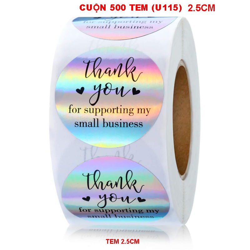 Cuộn 500 tem decal logo thank you kute