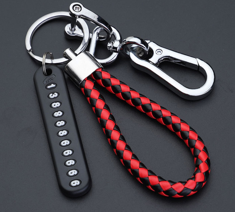 Móc treo khóa ô tô có bộ gắn số điện thoại chống mất