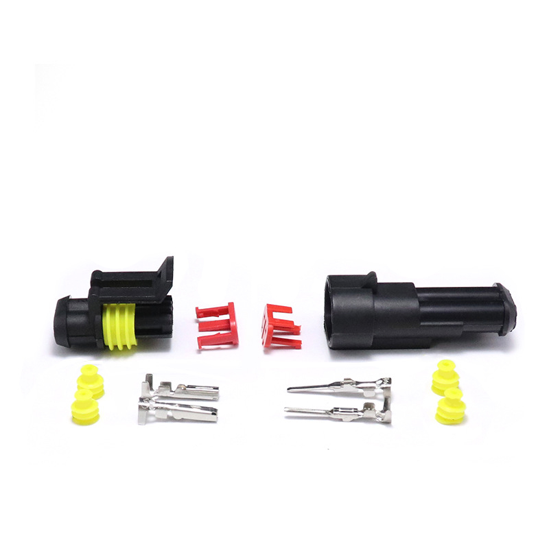 Cặp đầu nối AMP chống nước (đực + cái) dây dài 10cm, giắc nối dây điện ô tô xe máy chuyên dụng