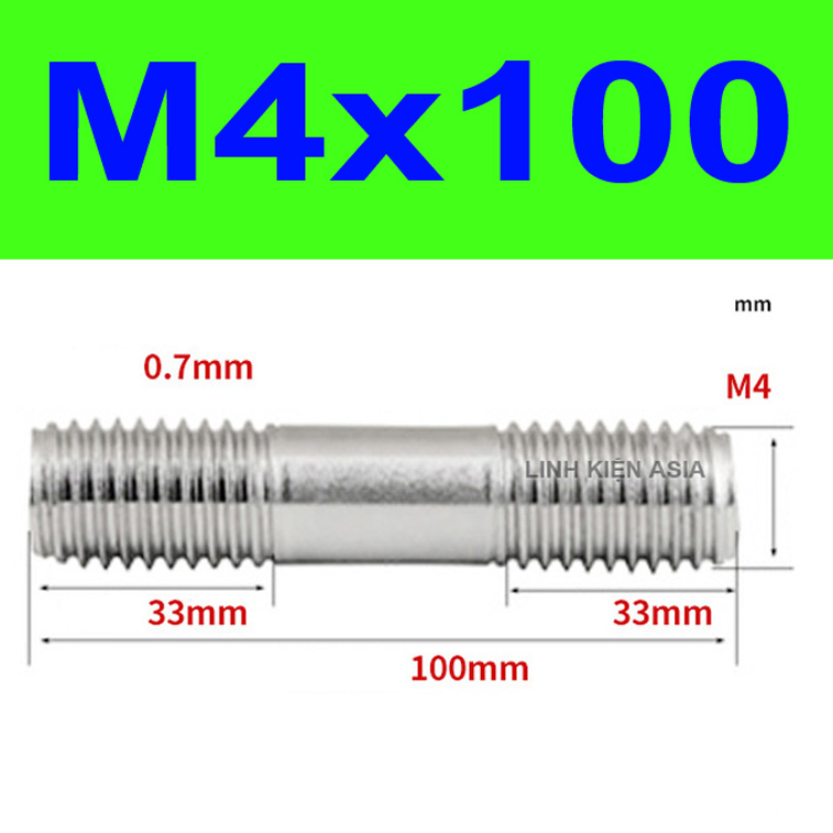 Bu lông ren HAI ĐẦU inox 304 nối đinh vít mở rộng hai đầu