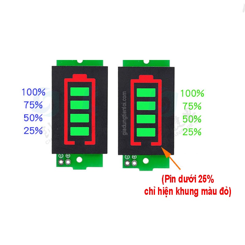 Đồng hồ LED hiển thị mức pin Lithium 1/2/3/4/6/7/8S