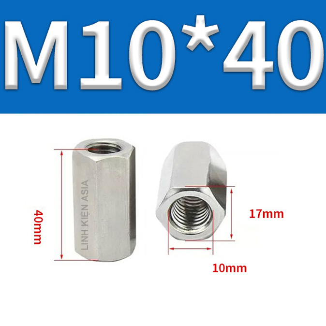 Khớp NỐI LỤC GIÁC nối ren trong inox 304 gia công chính xác