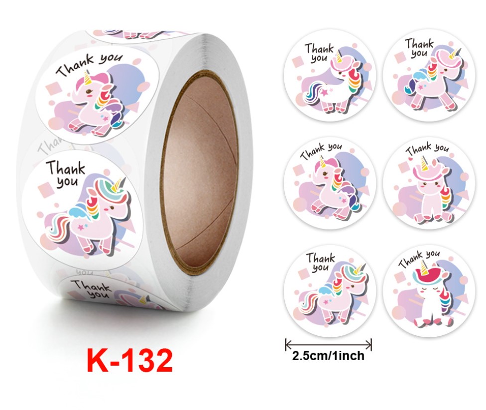 Cuộn 500 tem decal logo thank you kute