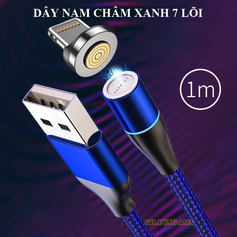 Cáp dữ liệu 7 lõi - sạc nhanh 3A - dây nam châm kết nối điện thoại