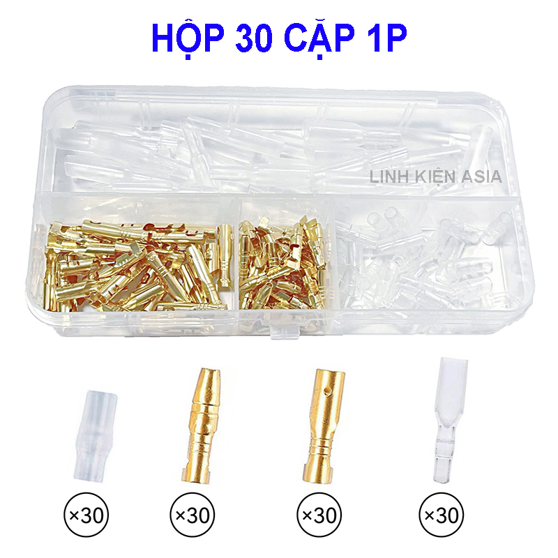Hộp 20 cặp/ 30 cặp/ 40 cặp giắc cắm đầu đạn có vỏ bọc cao su bảo vệ