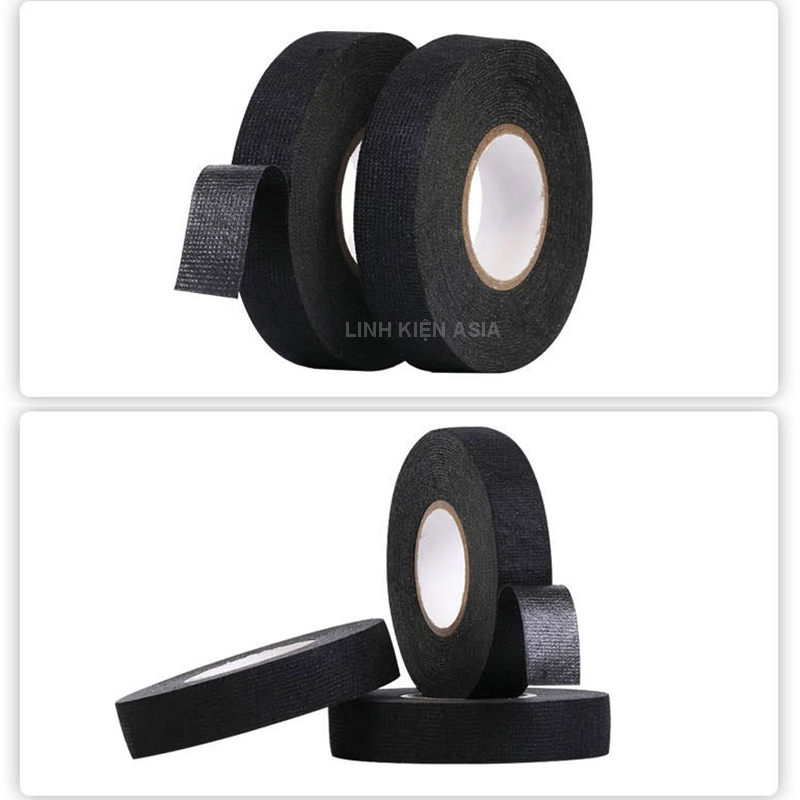 Băng keo vải nỉ polyester chống cháy chịu nhiệt độ cao, cách nhiệt dây điện ô tô dài 10m