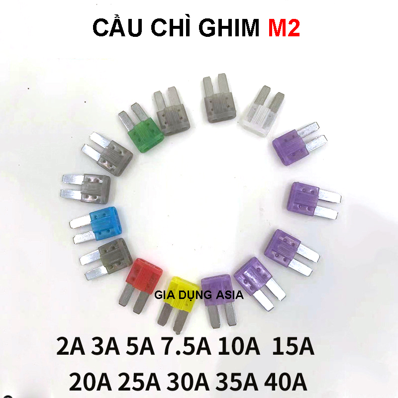 Combo 10 cầu chì ghim M2 chân dài kích thước 9x15,2mm dùng cho ô tô đời mới