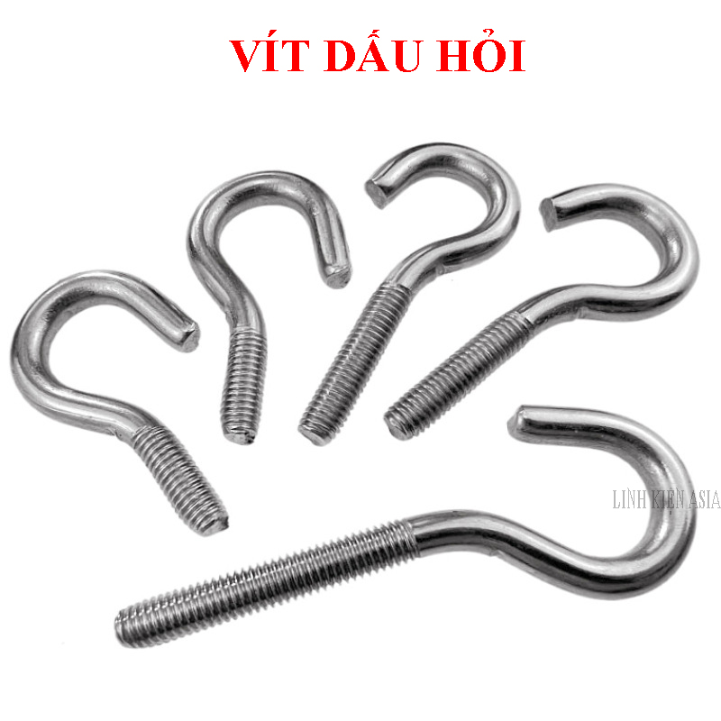 Vít móc dấu chấm hỏi mạ kẽm sáng bóng, vít treo đồ tiện dụng chắc chắn