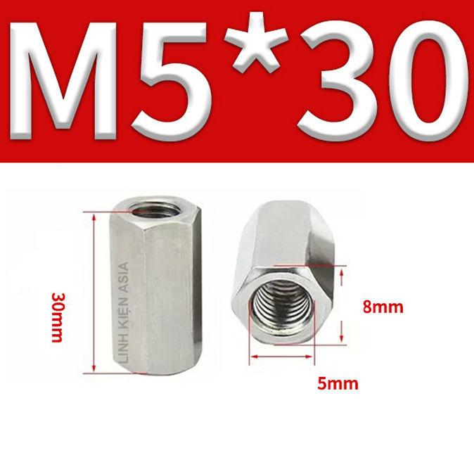 Khớp NỐI LỤC GIÁC nối ren trong inox 304 gia công chính xác