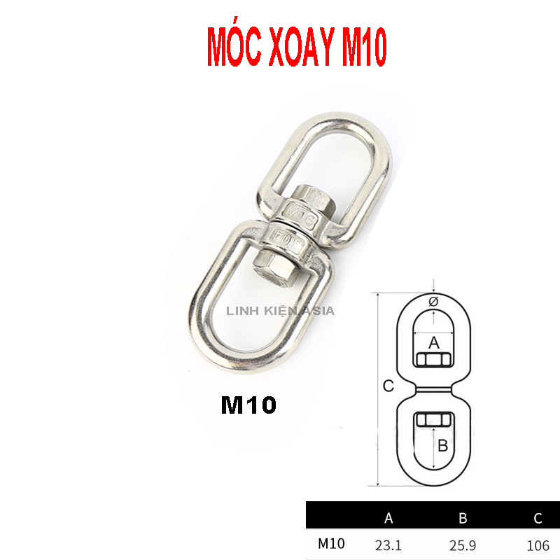 Móc xoay inox đa năng hình số 8, móc treo chống rối xoay 360 độ