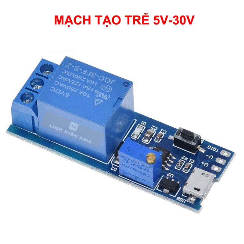 Mạch Relay Tạo Trễ 0 ~ 24 Giây, Mô-đun rơ le kích hoạt trễ điện áp 5V - 30V
