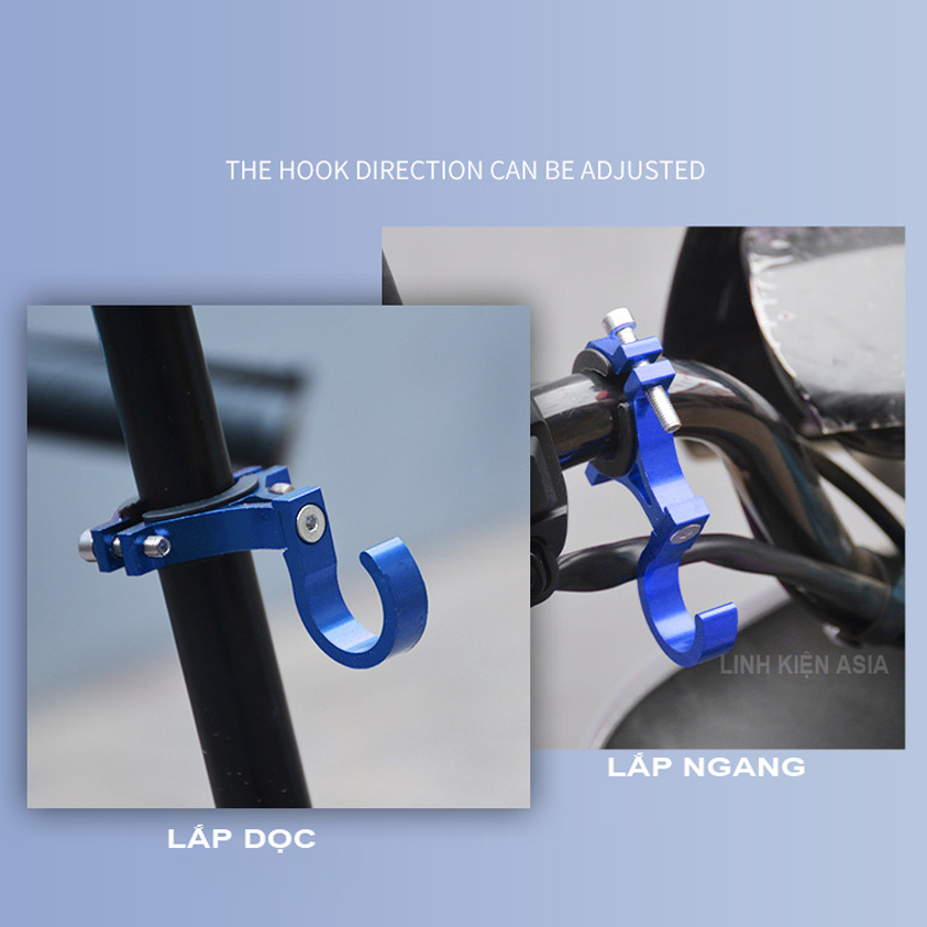 Móc nhôm CNC treo ghi đông xe đạp xe máy có đệm chắc chắn