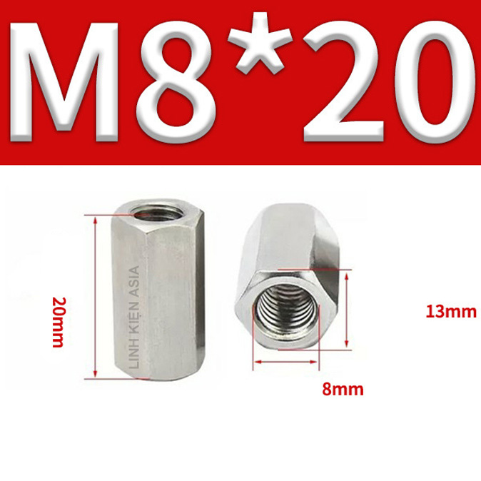 Khớp NỐI LỤC GIÁC nối ren trong inox 304 gia công chính xác