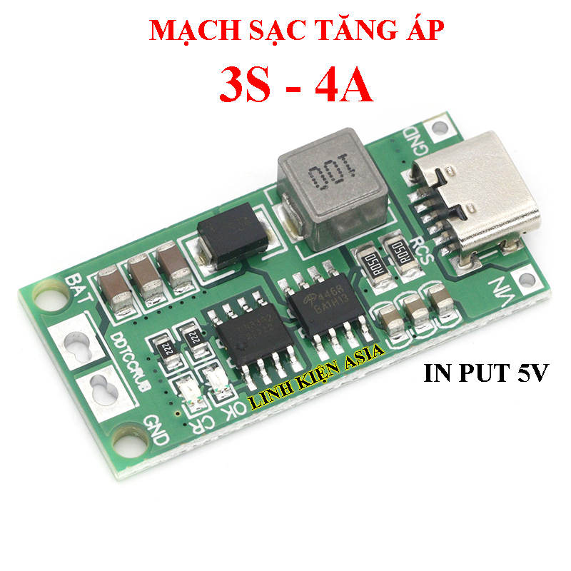 Mạch sạc tăng áp sạc pin lithium 2S (8.4V) 3S (12.6V) 4S (16.8V) đầu vào cổng TypeC 5V
