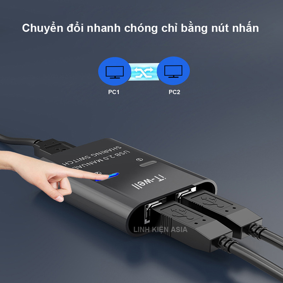 Bộ chia 2 Cổng USB Swtiches 2 máy tính dùng chung 1 máy in
