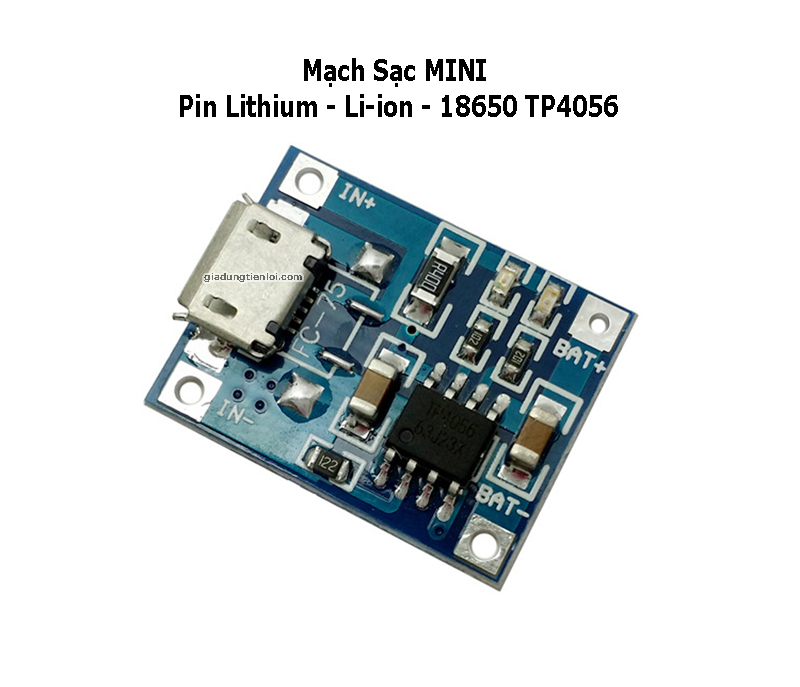 Mạch Sạc Pin Lithium - Li-ion - 18650 TP4056 cổng MicroUSB