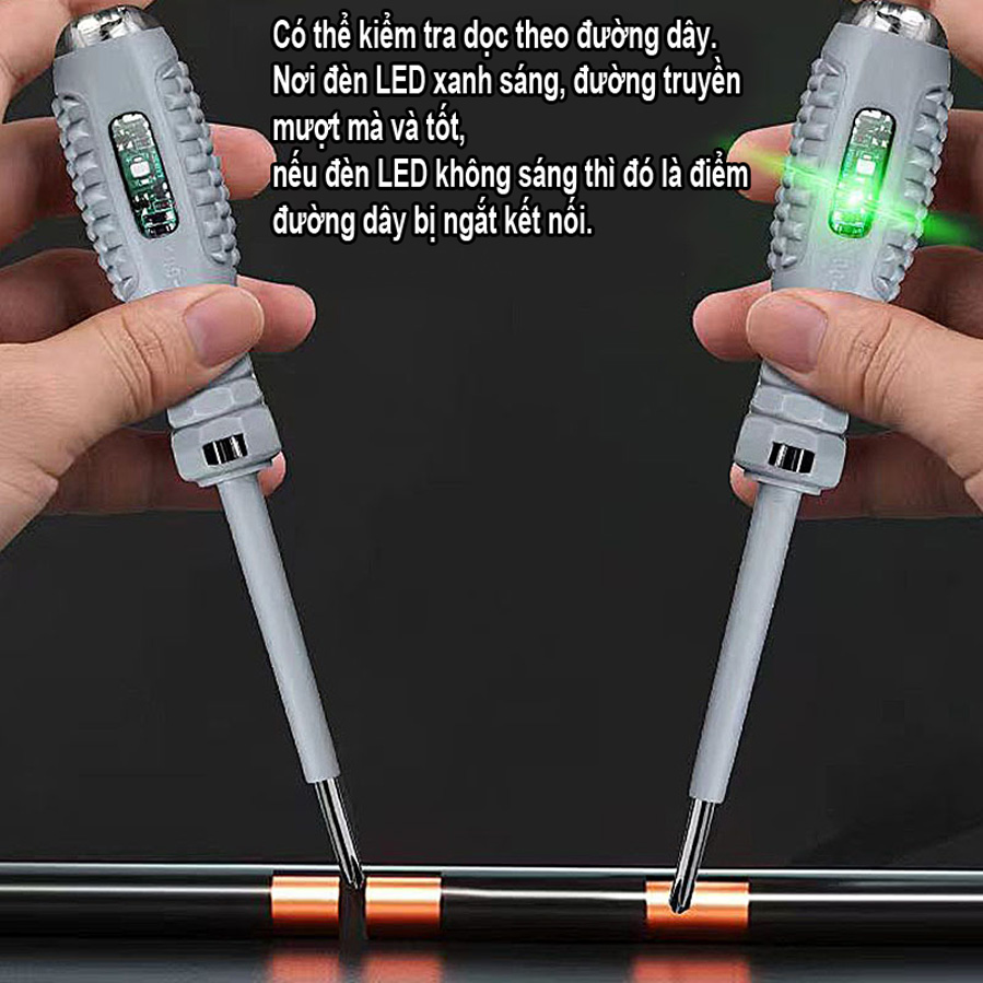 Bút thử điện đa năng có đèn led báo hiệu kèm tua vít (có từ tính)