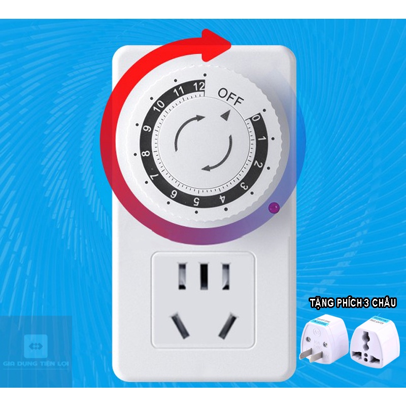 Ổ cắm hẹn giờ đếm ngược thời gian 12 tiếng chất lượng cao 220V
