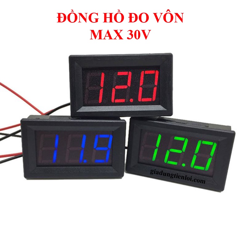 Đồng hồ led MAX30V - đo vôn DC tối đa 30V 48x29mm XANH LAM