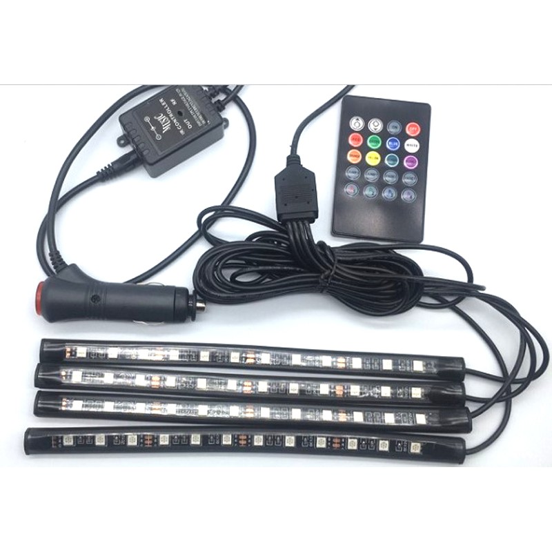 Đèn trang trí có remote đổi màu gầm ghế ô tô, trang trí bể cá 72 LED - USB 5V