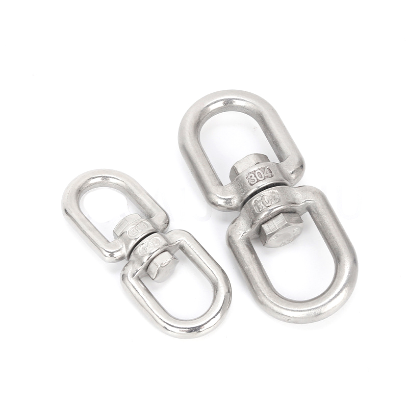 Móc xoay inox đa năng hình số 8, móc treo chống rối xoay 360 độ