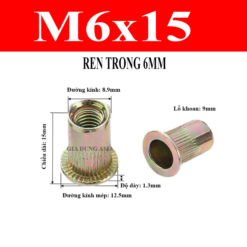 Combo 5-10 Ecu rút, tán rút mạ kẽm – Giải pháp tạo ren cho kim loại mỏng