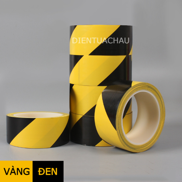 Cuộn băng keo PVC cảnh báo dán sàn nhà - decal dán nền rộng 48mm dài  15 mét